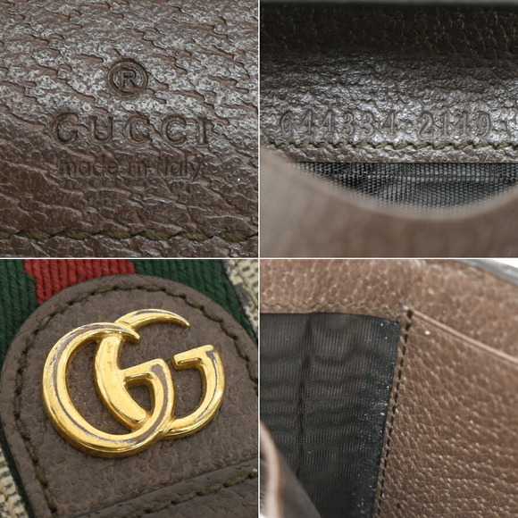 Gucci Tri fold Wallet Ophidia GG Supreme Sherry Line Beige - Picture 9 of 9